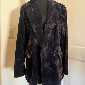 SaintArt NY Women's Tie-Dye Effect Black Corduroy Blazer Jacket Made in USA